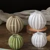 Molde de Silicona para Base de Vela de Yeso para Aromaterapia, Adorno, Portavelas Redondo Rayado en Forma de Abanico DIY