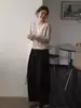 Yin He Kochi Alto QI Estilo Velha Rica Falso Duas Peças Gola V Manga Longa Blusa Feminina Outono Camada Interna Jaqueta Cardigan de Tricô