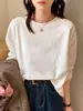 Camiseta de Manga Larga de Algodón Puro para Mujer 2026 Nueva Primavera y Otoño Cuello Redondo Moderna y Elegante Camiseta Interior Reductora de Edad