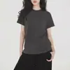 Camiseta Preta Pesada de Manga Curta para Mulheres, Novo Estilo Verão 2026, Tamanho Grande com Caimento Normal nos Ombros, Top Solto, Camada Base Fina