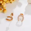 Brincos Minimalistas de Design de Nicho em Aço Titânio com Diamantes Completos Personalidade Simples Ins Tendência Brincos de Aço Titânio Versáteis Não Desbotam
