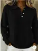En Stock Transfronterizo Europeo y Americano Otoño e Invierno Nuevo Estilo Holgado Estilo Perezoso Suave Camisa Polo para Mujer de Manga Larga con Botones