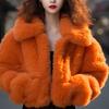 Estilo Socialite Laranja Lã de Carneiro Macia Casaco Fofo Estilo Coreano Estilo Preguiçoso Espesso Feminino 2026 Novo Modelo Mais Vendido Outono e Inverno