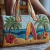 Nueva Marca Independiente Serie Hawaiana Bolso de Viaje Acolchado de Algodón, Bolso de Yoga para Mujer Estampado de Moda, Bolso de Mano