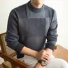 Novo suéter de tricô masculino para outono e inverno, pulôver com gola redonda, camisa básica casual, top de moda masculino jacquard