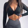 Ropa Deportiva de Fitness para Mujer con Mangas Largas y Sensación de Segunda Piel, Top Deportivo con Almohadillas Integradas para el Pecho Ok24