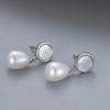 Aretes de plata s925 con perla de agua dulce para mujer moda coreana simple con incrustaciones de concha aretes redondos fabricantes de accesorios DIY