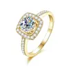 Anel de Diamante de Moda Leve de Luxo Transmitido ao Vivo Tk para Mulheres, Anel de Zircônia 5A Micro-Pavimentado, Design de Nicho, Joia de Anel Elegante, Transfronteiriço