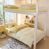 Juego de ropa de cama de cuatro piezas de algodón lavado, estilo nórdico simple con bordes festoneados, funda de edredón y sábana bajera, juego de tres piezas para dormitorios de estudiantes, adecuado para todas las estaciones