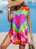 Vestido caliente transfronterizo impresión digital 3D cuello en V Zhongqun bajo pedido estilo europeo y americano falda de playa para mujer