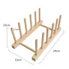 Estante de secado en stock de fábrica estante de secado de platos de madera creativa estante de platos estante de platos suministros de cocina estante de almacenamiento de madera maciza
