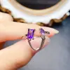 Anillo Popular de Amatista Natural al por Mayor de Fábrica Plata S925 Incrustado Piedra Principal 4*6 Joyería de Lujo Venta Directa de Fábrica