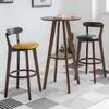 Mesa de Bar Doméstica Mesa Redonda Pequena Cadeira Simples para Varanda Café Banqueta Alta Combinação Pernas de Madeira Maciça Nórdico Loja de Chá com Leite