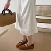 Versão em Pele de Ovelha~Sapatilhas Retro com Tiras Cruzadas para Mulheres 2026 Verão Sapatos Mary Jane com Fivela Baixa Sapatos Casuais Confortáveis