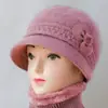 Conjunto de Gorro y Bufanda de Lana Otoño e Invierno para Adultos Mayores Elegante y Versátil Forro Polar Cálido Terciopelo de Ardilla Gorro de Punto para Mujer