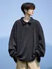 Moletom oversized pesado Orelha de Trigo 2026, moletom novo estilo com gola polo para homens, estilo casual americano de outono