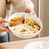 Panela de Arroz Cerâmica Cesta Interna para Cozinhar no Vapor Prato de Cozimento a Vapor com Três Compartimentos Suporte para Cozinhar no Vapor Prato de Jantar Comida de Bebê Cozimento em Uma Panela Suporte para Tigelas de Cozimento Separadas