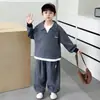 Conjunto de ropa infantil para niños, nuevas llegadas para primavera y otoño, conjunto deportivo casual de dos piezas con manga larga estilo coreano para niños