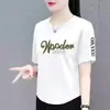 Itens de saldo de comércio exterior transfronteiriço, itens de marca com etiquetas removidas, roupas femininas de boutique para comércio exterior, novos tops irregulares de manga curta para o verão, camisetas para mulheres