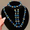 ¡Lujo europeo y americano! Collar de flor de circón de colores con gota de agua, cadena para clavícula de estilo court vintage, joyería de lujo ligero de alta gama