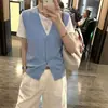 Nuevo modelo 2026 chaleco de punto con cuello en V, estilo otoño e invierno, color liso, simple y versátil, chaleco suéter elegante para mujer, adecuado para usar en capas