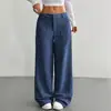 Comercio Exterior Europeo y Americano Amazon Transfronterizo Ropa Casual para Mujer con Bolsillos Delanteros y Traseros Holgados Color Sólido Bolsillos Pantalones de Pierna Ancha Largos Casual
