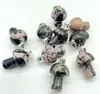 Europa y Estados Unidos venta caliente cristal natural piedra ágata 2 cm mini hongo colgante collar accesorios DIY hecho a mano