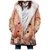 Venda quente transfronteiriça 2023 novo trench coat feminino inverno engrossado estilo europeu e americano folha padrão casaco com capuz atacado