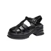 Sandalias Romanas Baotou para Mujer 2025 Nuevos Zapatos de Plataforma de Verano con Tacones Altos Gruesos, Zapatos Retro de Jaula de Cerdo Tejidos Calados