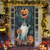 Nuevo tapete de fondo para puerta de Halloween estilo europeo y americano transfronterizo, decoración atmosférica temática de calabaza, bandera para exteriores