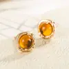 Pendientes Ámbar Fragmento de Tiempo para Mujer Primavera/Verano Diseño Principal Estilo Popular de Gama Alta Lujo Ligero Sencillos Versátiles Pendientes Elegantes