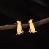 Diseño de Corea del Sur Dibujo Animado Lindo Cachorro del Zodiaco Oreja de Sabueso Hueso Uña Simple Mini Femenino Elegante Joyería para Orejas Estilo Ins