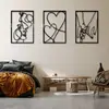 Arte de Linha de Metal Transfronteiriça Casal se Beijando Decoração de Parede Conjunto de Três Peças Decoração de Sala de Estar em Casa Artesanato de Decoração de Parede em Ferro