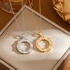 [Acero de Titanio] Simple Lujo Ligero Completamente Diamantado Brillante Donut Elegante Collar Cadena de Clavícula Versátil para Mujer Cadena de Acero de Titanio