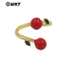 Wt-Rf010 Design de Cereja Vermelha Fresca e Doce Anel Aberto de Latão para Colar Anel Empilhável Joia Versátil