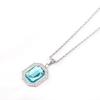 Comércio exterior transfronteiriço quente europeu e americano rock moda luz de luxo para homens e mulheres de aço titânio Diamante Quadrado safira pingente colar