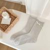 Calcetines con Lazo de Cinta para Mujer Verano Finos de Media Caña Borde Rizado Estilo Académico Calcetines para Apilar Sin Costuras Calcetines de Flores Pequeñas