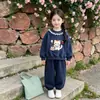 Nuevo Conjunto de Sudadera de Primavera para Niños Dibujos Animados Lindo Manga Larga Conjunto de Dos Piezas Niñas Estilo Coreano Dulce Encaje Ropa Infantil