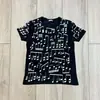 Camiseta Unissex Tendência Estilo Retrô Americano Gola Redonda Manga Curta Estampada com Nota Musical Transfronteiriça Nova Vintage Europeia e Americana