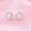 Pendientes de Plata de Ley S925, Pendientes Versátiles, Pendientes Femeninos de Estilo Coreano con Circonitas Microincrustadas, Pendientes de Flor de Plata de Alta Gama