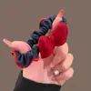Princesa em Fuga~Elástico de cabelo de laço de brim vermelho doce estilo coreano, corda de cabelo retrô da moda, acessório de cabelo