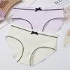 Ropa interior de hilo para mujer de cintura media estilo chica japonesa con lazo, color caramelo, para estudiante de secundaria adolescente, talla grande, Bragas