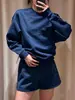 SEREN Comercio Exterior Transfronterizo 26 Nuevo Conjunto de Mujer Primavera/Verano: Sudadera Corta de Cuello Redondo + Pantalones Cortos Deportivos de Cintura Elástica