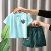 Conjunto de Verano para Niños 2025 Nuevo Estilo Coreano Elegante Ropa para Bebés y Niños Pequeños Conjunto Fresco de Dos Piezas de Manga Corta Moderno