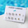Set de Aretes Nuevo Transfronterizo Set de 15 Piezas para Mujer Pendientes de Perla Dopamina Coloridos de Alta Gama Pendientes Sencillos Venta al por Mayor