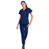 Traje de Ropa para Lavar a Mano TEMU con Cuello de Cremallera Fina, Color Sólido, Ropa de Trabajo para Doctor, Enfermera, Recepción de Hospital