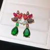 Pedras Preciosas Florais! Brincos Pingente Gota d'Água de Zircônia, Brincos de Luxo Leve de Alta Qualidade, Acessórios de Orelha Modernos e Versáteis Atacado