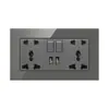 Hong Kong e Macau Exportador Vidro Cinza USB com Painel de Cinco Furos Fabricante Atacado Doméstico Duplo Transfronteiriço Multifuncional Tipo 86