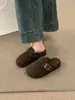 Zapatillas Cerradas de Estilo Retro Coreano para Noche para Mujer, Zapatos Birkenstock de Fieltro Gris con Suela Gruesa, sin Cordones para Mujer