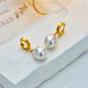 Pendientes de perlas y diamantes de imitación de alta calidad, estilo retro, de moda transfronteriza europea y americana, de acero y titanio.